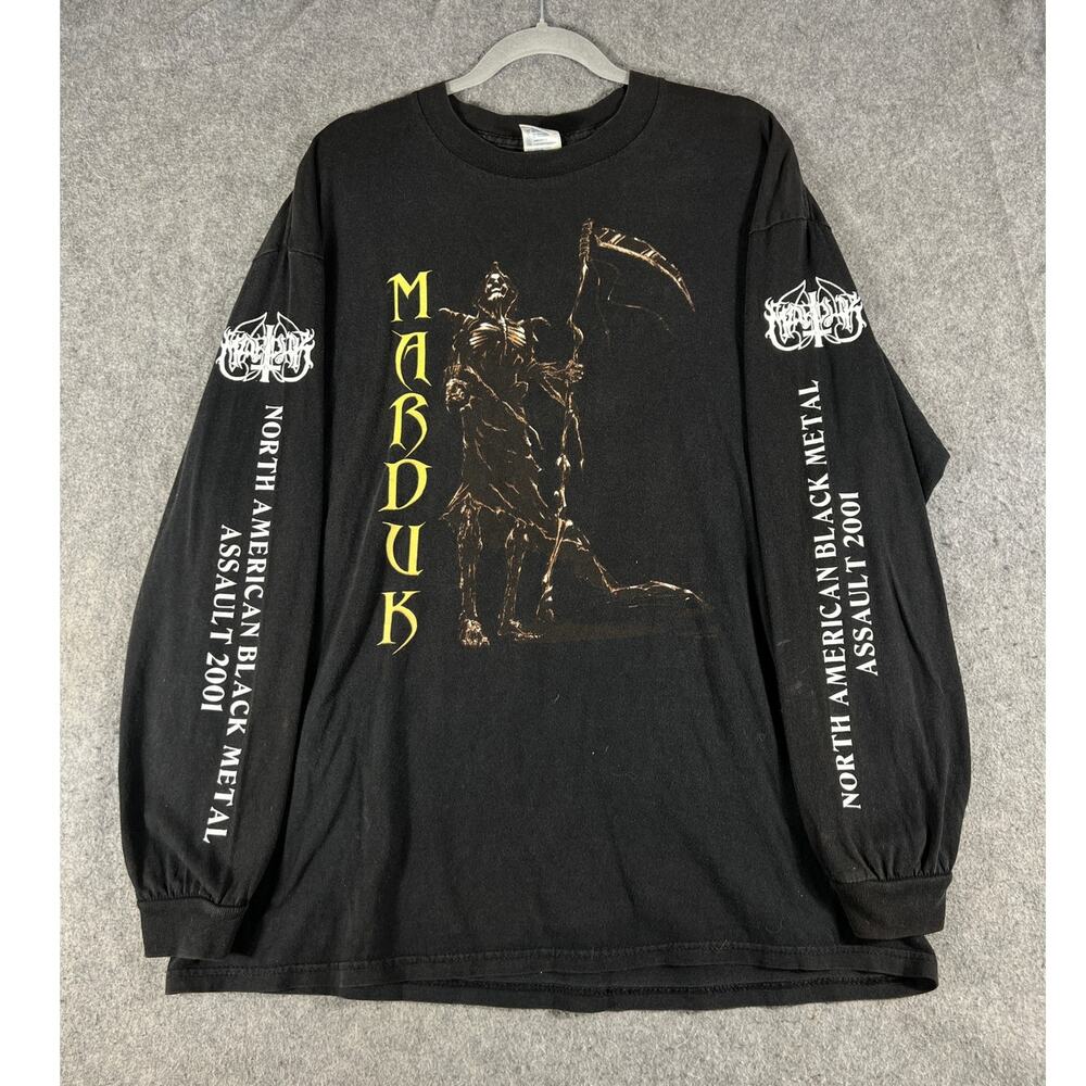 VTG 2001 Marduk North American Black Metal Assault Shirt Mens XL Long Sleeve Tee
